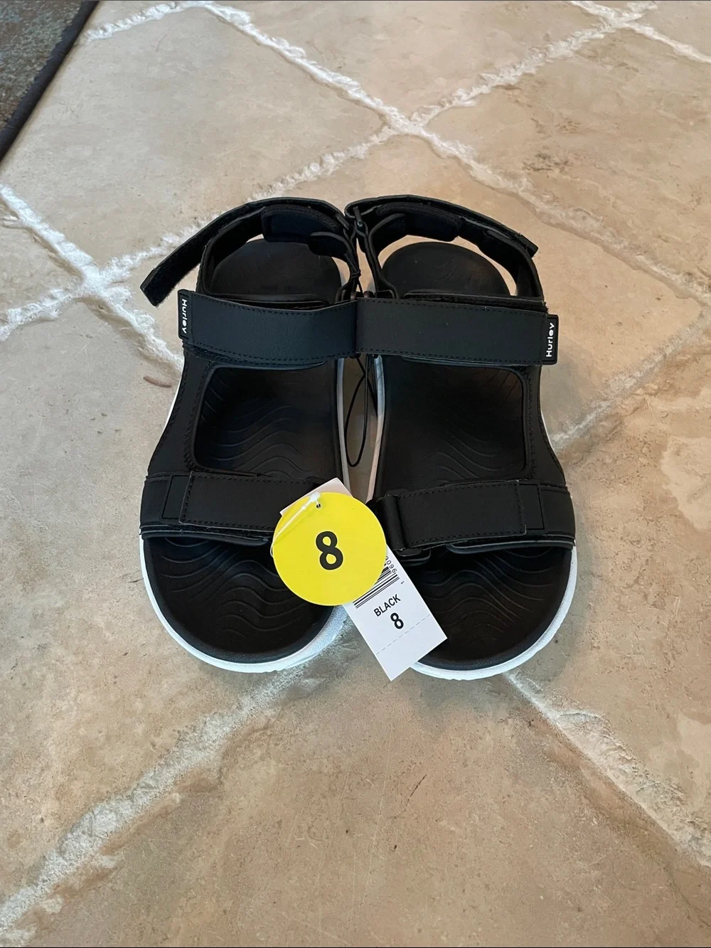 Hurley Black Men’s Adjustable Sport Sandals with White Eva Outsole